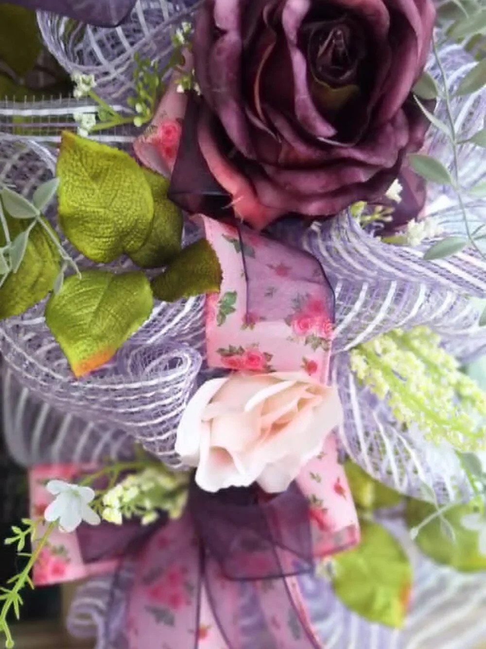 Handmade mesh ribbon swag wreath